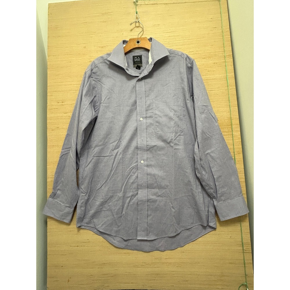 Jos A Bank‎ Traveler Mens Slim Fit Dress Shirt Long Sleeve Purple Check 16.5 33